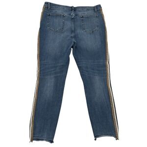 Tru Luxe Jeans Womens 18 Skinny Denim Medium Wash Side Stripe Frayed Hem Grunge